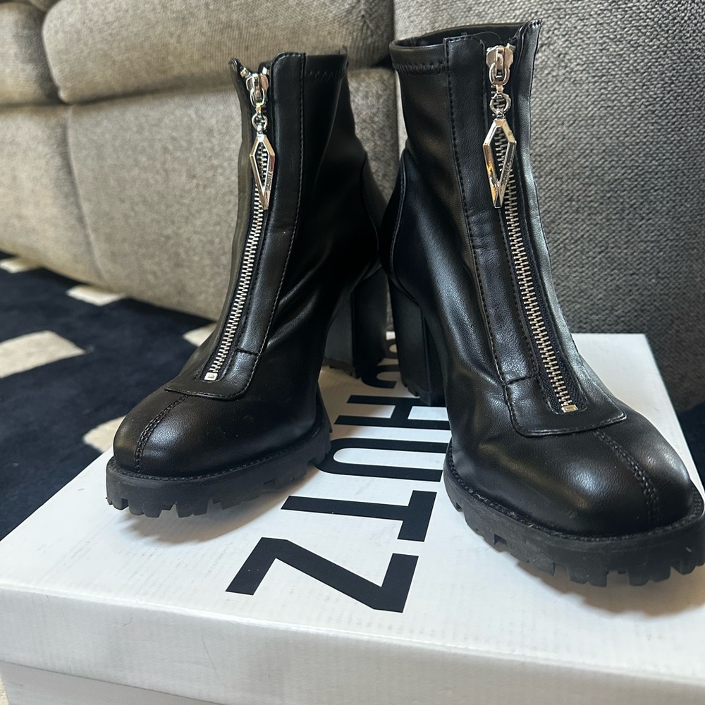 Black Zipper Ankle Boots - Picture 3 of 3